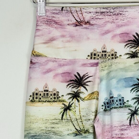 Wildfox Pastel Stripe Tropical Desert Print Athletic Leggings Pants Womens Small - Picture 2 of 6